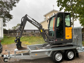 2022 Mini excavator Volvo EC18E + trailer transport